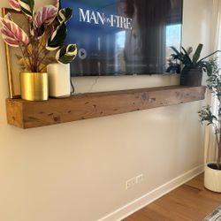 Fireplace Mantel, Distressed, Rustic, Floating Shelf, Modern, Real Wood. (84Lx6Hx8D, Brown) 