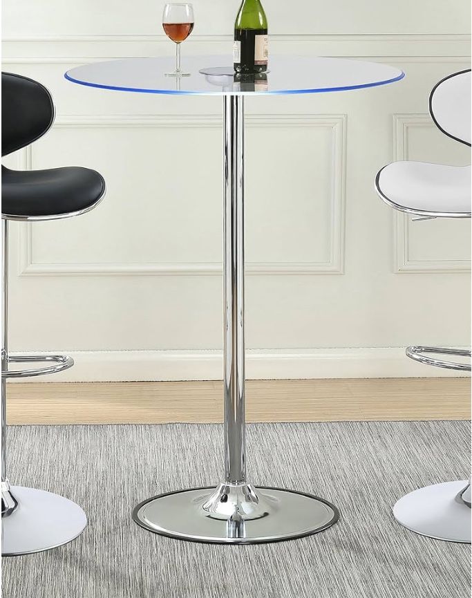 Flash Furniture Kenneth 23.5" Round Glass Table with 35.5"'H Chrome Base