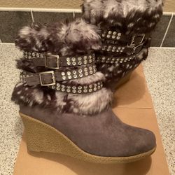 NEW! Joan Boyce Faux Fur Boots