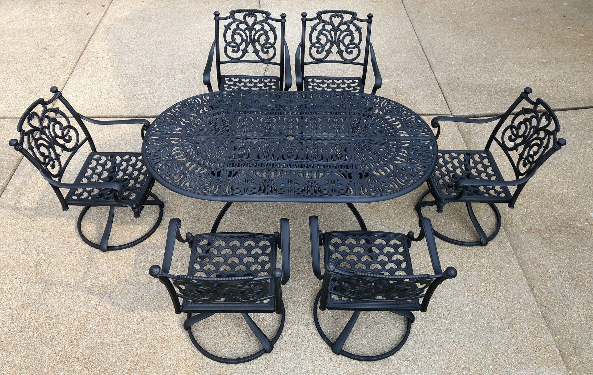 Hanamint St Augustine Outdoor Patio Furniture 6 Seat Dining Set-6ft Oval Table