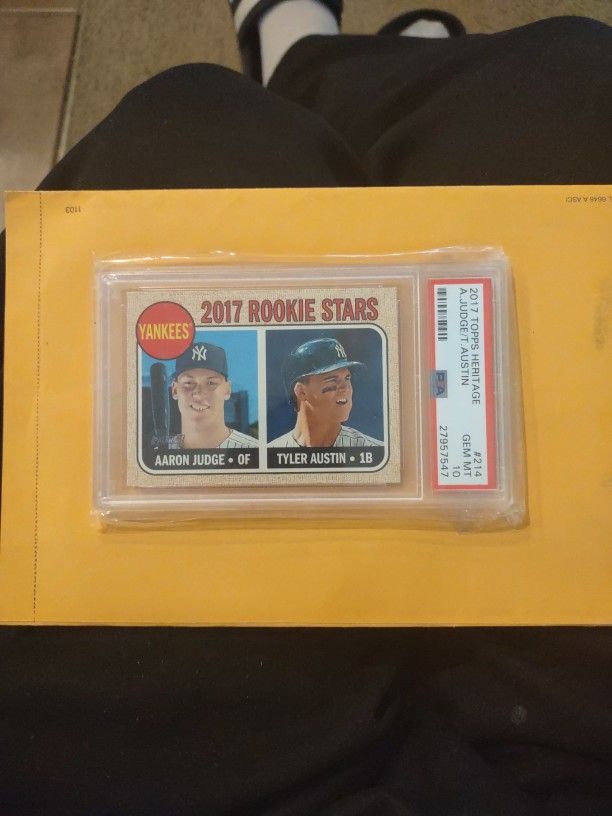 2017 Topps Heritage Aaron Judge, Tyler Austin Rookie Card Graded PSA 10