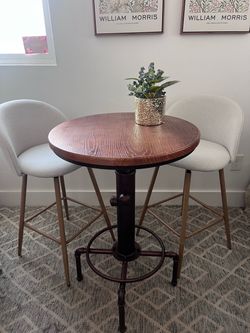 Adjustable Bar Table - Wood + Bronze