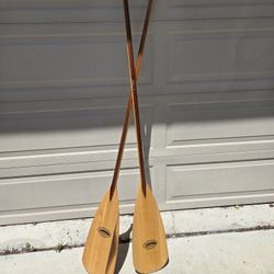 Feather Brand Pair Of Tall Wooden Oars Rustic Cabin Style