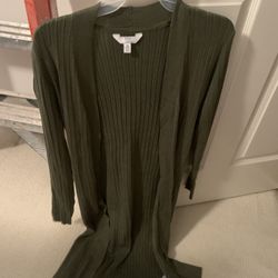 Nwt Womens  Xs Green Long Sweater Cardigan