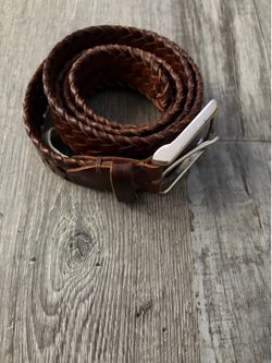 John W Nordstrom Mens Leather Braided Belt Brass Buckle Mens