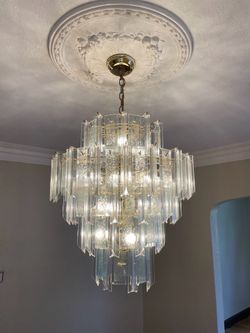 $40 Polished Gold & Glass Chandelier