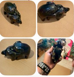 Carved Elephant Couple Mating Figurine – Unique Decor