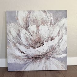 36x36 Extra Large Floral Sparkling Rhinestone Diamond Canvas Wall Art- Textured Canvas 