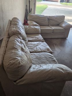 Beige leather sofas