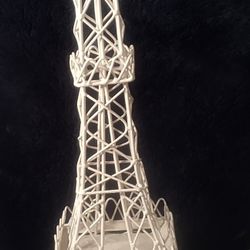 Eiffel Tower Paris France Metal Jewelry Tower Display Stand (25" x 8"), (White)