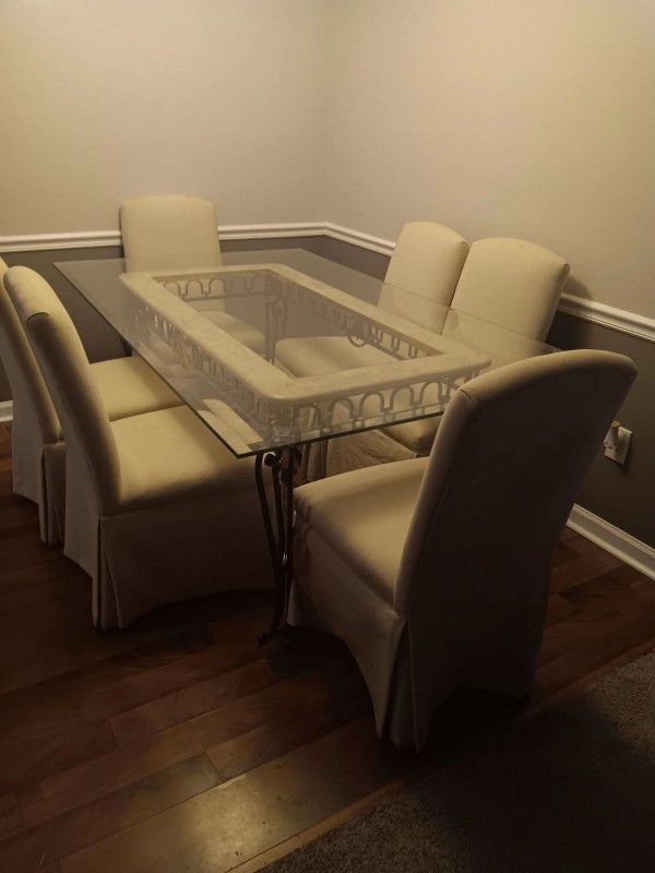 Glass Dining Table 6 Chairs
