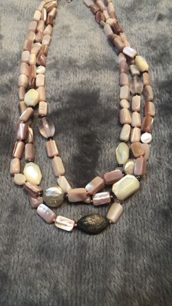Pink Stacked Stone Fashion Necklace