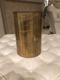 Mid-century gold foil trashcan by Ransburg 
