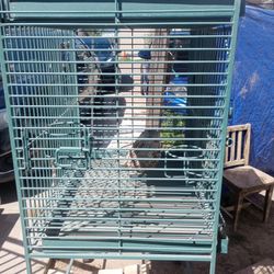 Large Teal Bird Cage Excellent Condition