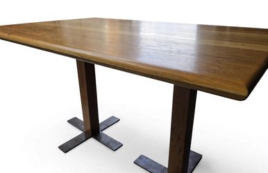 White oak double-pedestal table