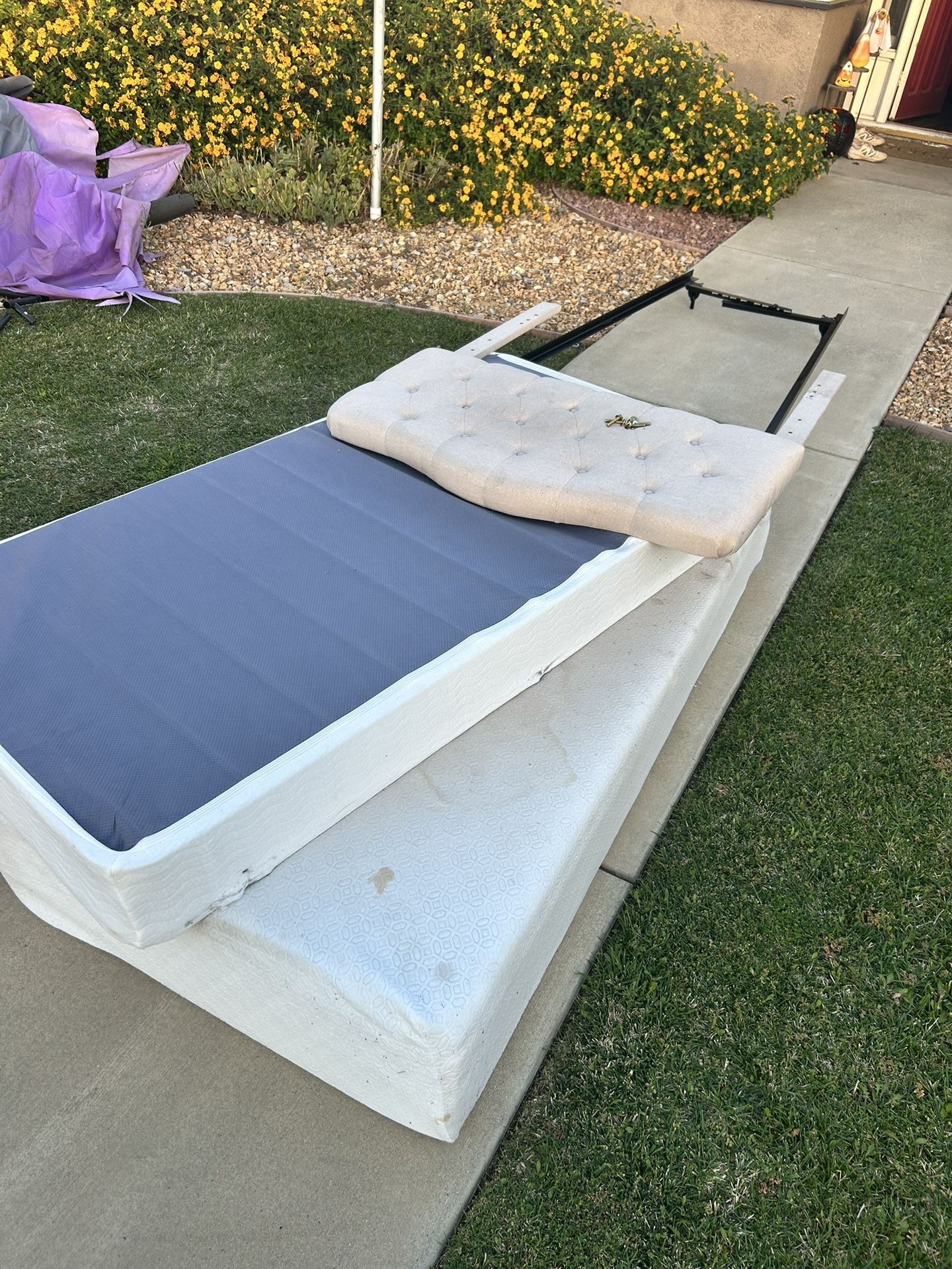Twin Bed With Frames Box spring And Headboard. Free