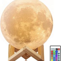 Moon Lamp Moon Light 3D Printed Moon Lamp 7.1inch 16Colors Moon Night Light for Kids Moon Lamp for Bedrooms Moon Led Light Moon Luna Lamp 3D Moon Lamp