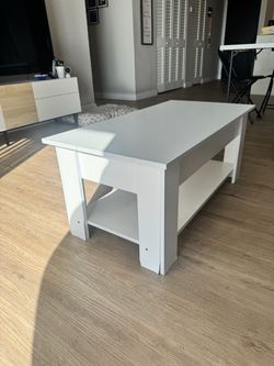 White Lift-Top Coffee Table with Hidden Storage