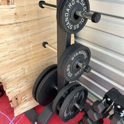 New pair of 10,25,35,45lb iron plates with rack. All new in box 📦 $330