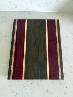 Handmade Walnut & Purpleheart Cutting Board – Solid Premium Hardwood – One of a Kind