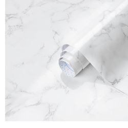 Brand: Dimoon Dimoon 15.7''x78.7'' Marble Peel and Stick Wallpaper White Granite Contact Paper for Countertops Waterproof Kitchen New Environmentally 