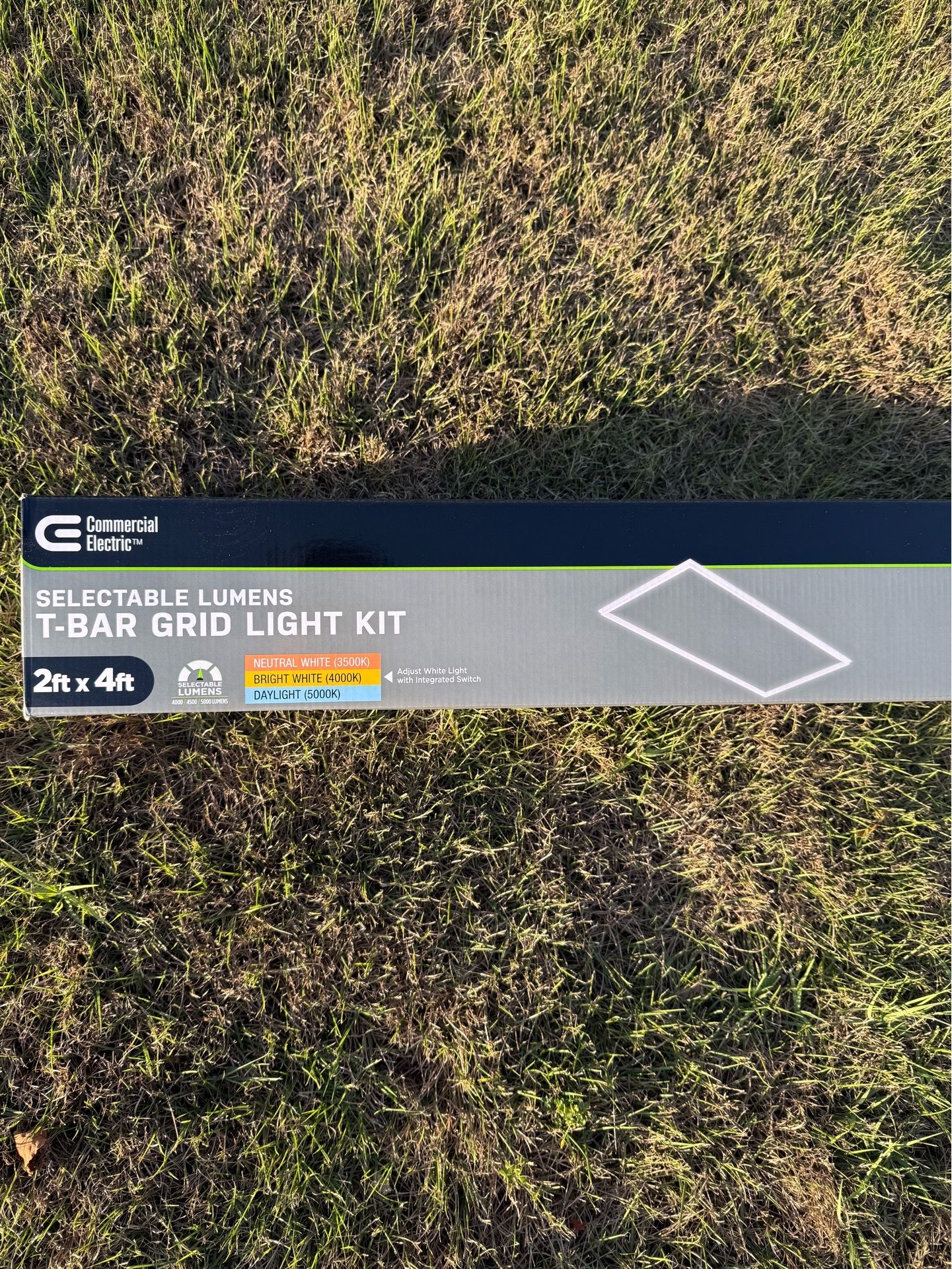 Commercial Electric 1-Pack CE 2 ft. x 4 ft. White Panel Bar CCT and Lumen Select