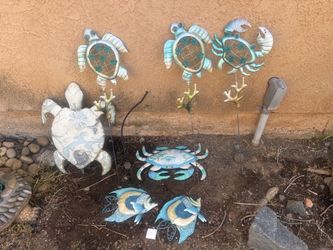 Metal fish crabs and turtles decorations