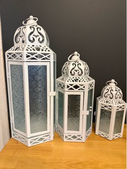 Set of 3 Boho lanterns chic candles