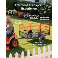 157】Garden Utility Trailer, 28 Cu. Ft. & 1800lbs, ATV UTV Trailer, Tow Behind Steel Dump Trailers, Removable Rear Panel, Heavy Duty Pull Behind Yard T