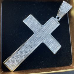 Genuine Moissanite Encrusted Cross 