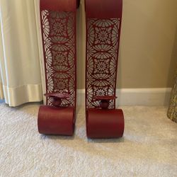 Pair Of Red Candle Sconce 
