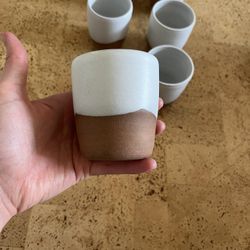 6 Small Handmade Ceramic Glasses
