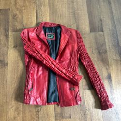 Red Leather Jacket / Size S 