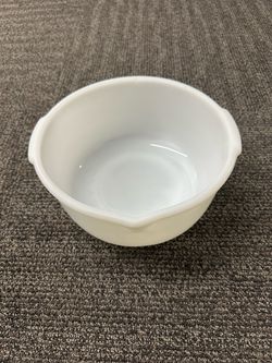 Vintage Glasbake White Milk Glass Mixing Bowl with Spout Made for Sunbeam Cook