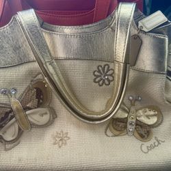 Christmas Special! Coach Lexi Butterfly Straw Satchel Bag Tote $115 OBO