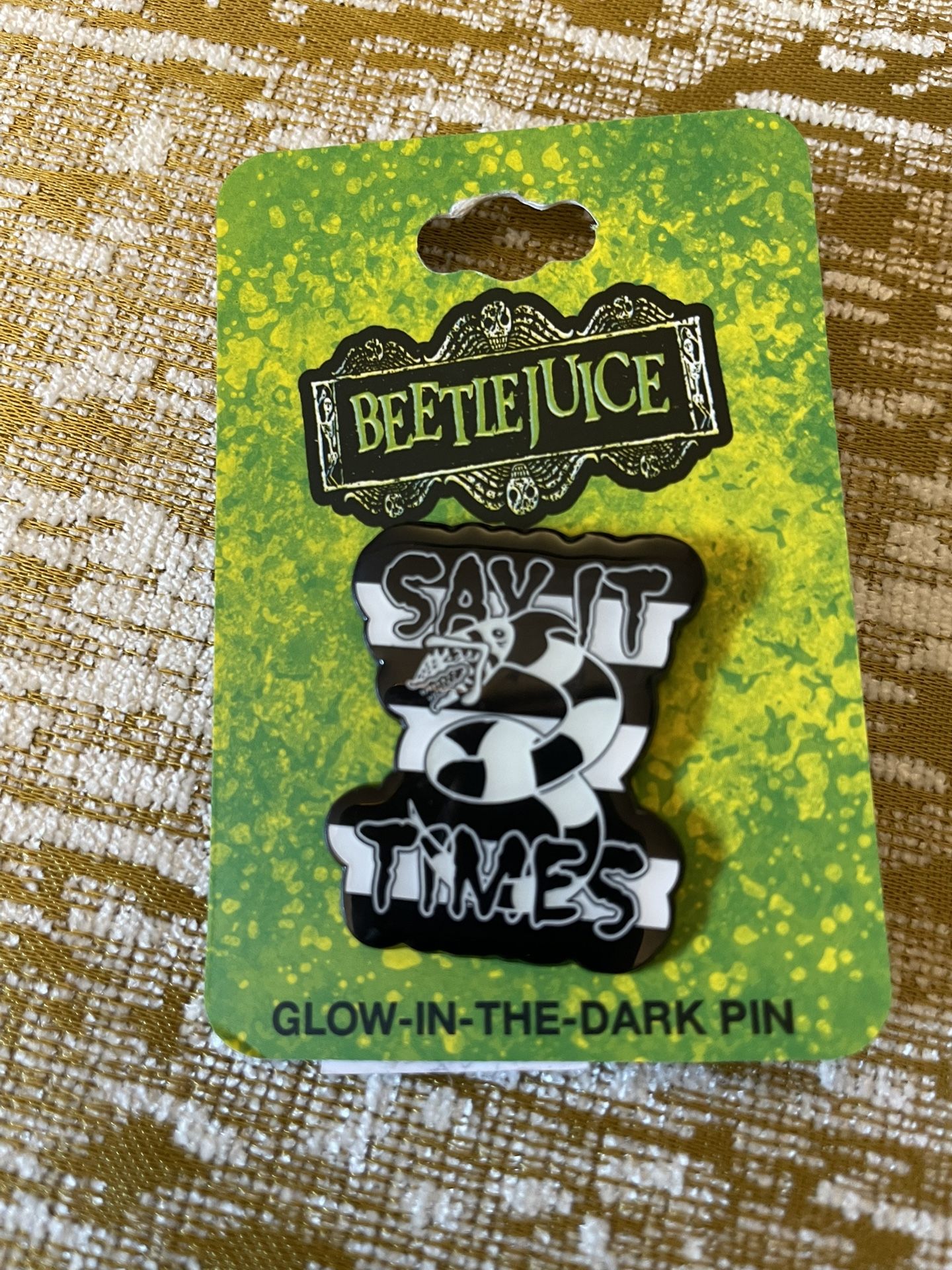 Beetlejuice Sandworm Say It 3 Times Glow-in-the-Dark Enamel Pin