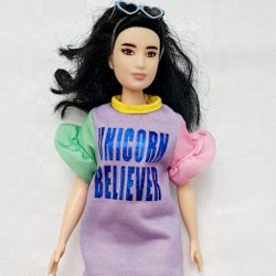 Barbie Fashionistas "UNICORN BELIEVER" Curvy Doll Black Hair 