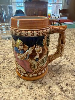 VINTAGE BEER STEIN GERMAN STYLE MUG JAPAN 4 3/4"  CERAMIC