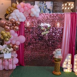 Pink Shimmer Wall Panel Sequin Backdrop