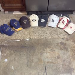 Vantage St. Louis blues and St. Louis Cardinals hats.