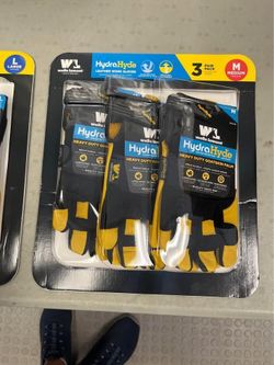 Wells Lamont Men's HydraHyde Leather Work Gloves, 3-pair M or XL