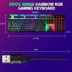 deiog Rainbow RGB Backlight Silent Gaming Keyboard