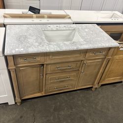Bathroom Vanity with Marble Countertop and Sink