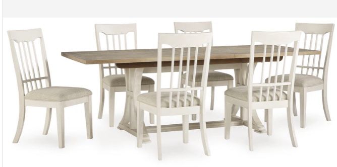 Shaybrock Antique White/Brown Dining Table and 6 Chairs