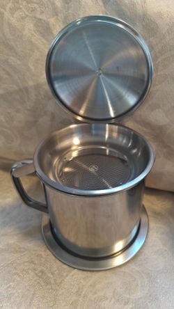 Gravy, Oil, Tea Pot - Stainless Steel Kitchen Filter Pot for Cooking & Frying,