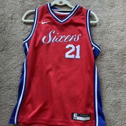 Joel Embiid Jersey Nike Red and Blue