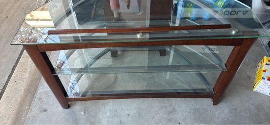 Wood and Glass 3-Tier TV Stand