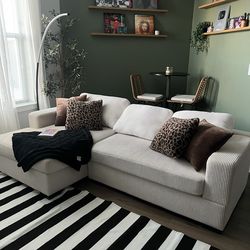 Couch - Birkley 96" Corduroy Sofa (White)