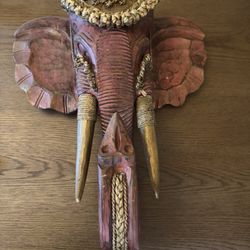 Hand Carved Ancient Elephant Wall Art