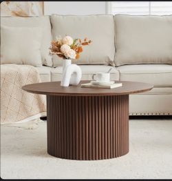 Modern Round Fluted Pedestal Coffee Table
